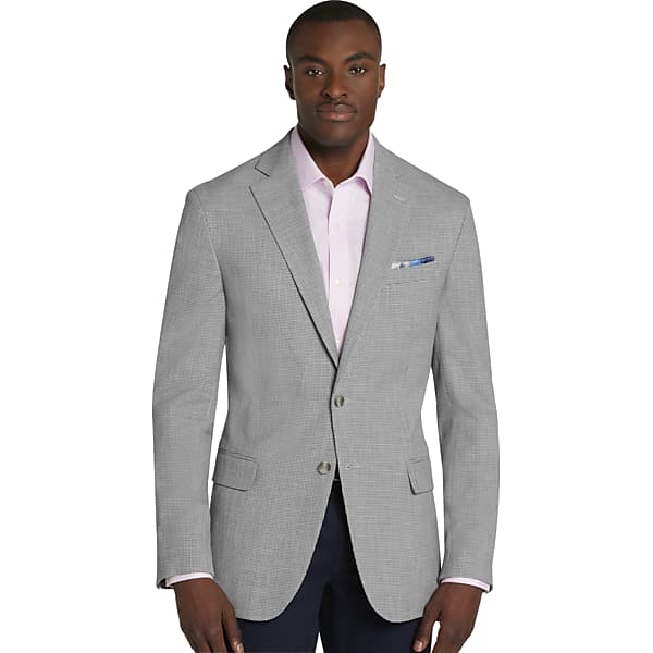Pronto Uomo Men's Modern Fit Mini Houndstooth Sport Coat Lt Gray Mini Hounstooth - Size: 38 Long - Only Available at Men's Wearhouse TMW16XA38395