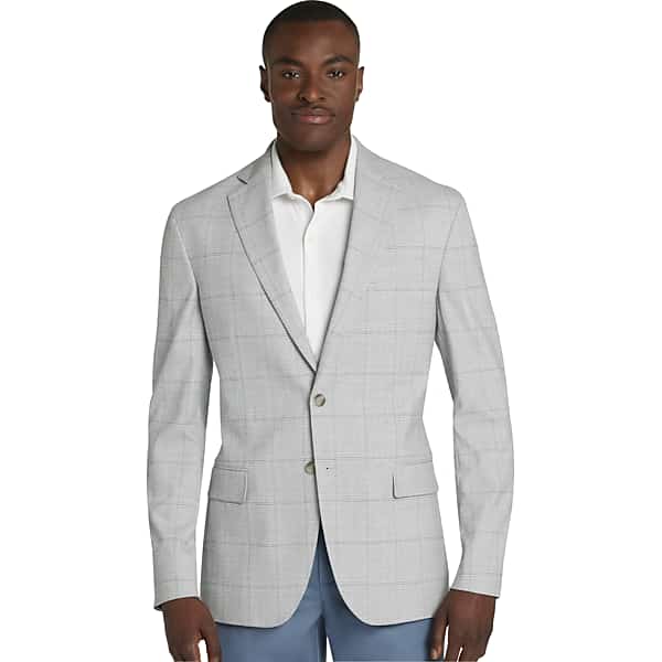 Pronto Uomo Men's Modern Fit Check Sport Coat Lt Gray Plaid - Size: 44 Long - Only Available at Men's Wearhouse