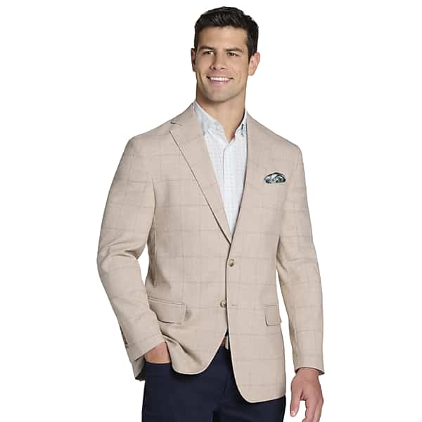 Pronto Uomo Men's Modern Fit Check Sport Coat Tan Plaid - Size: 40 Regular - Only Available at Men's Wearhouse