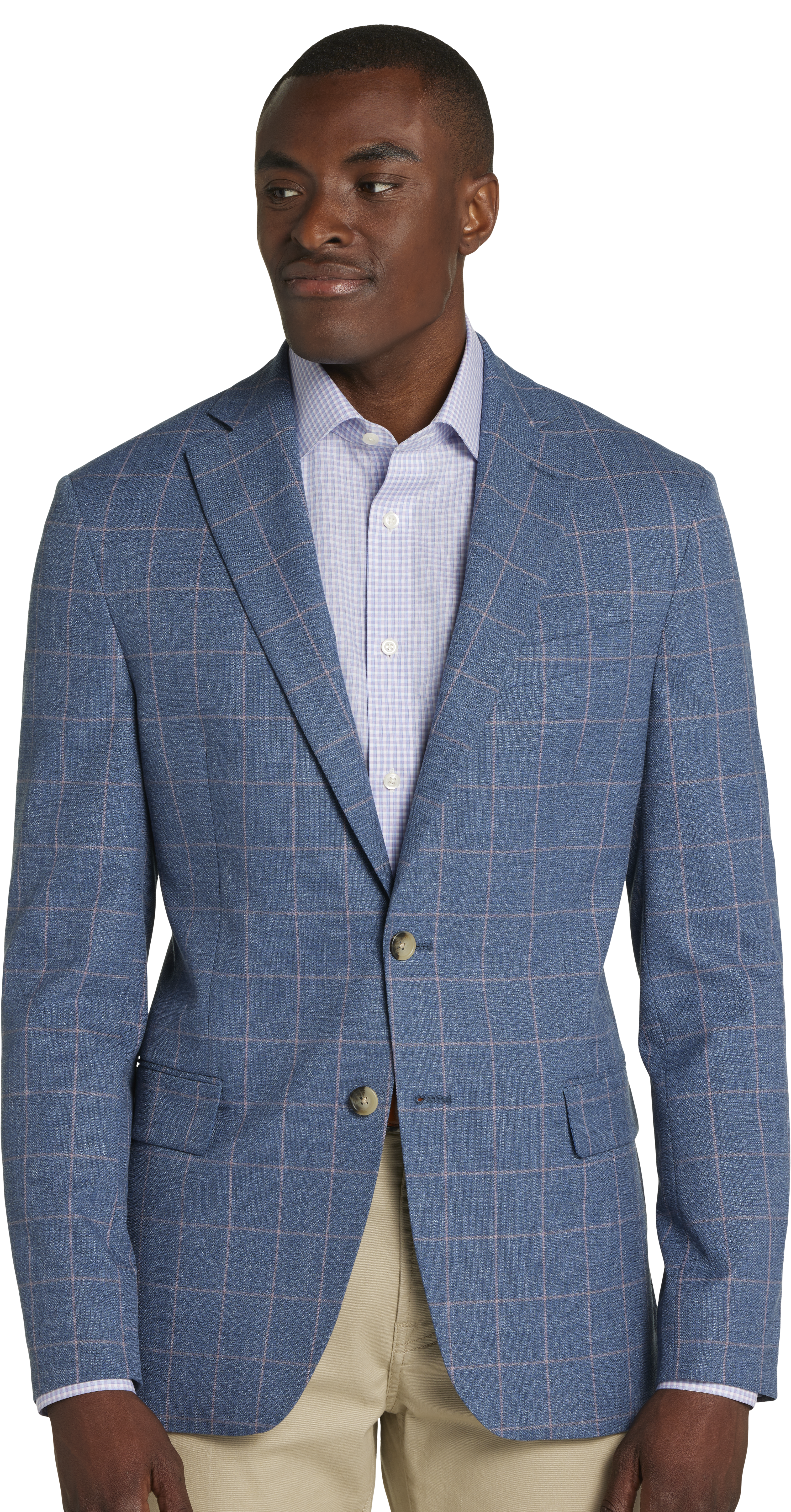 Modern Fit Windowpane Plaid