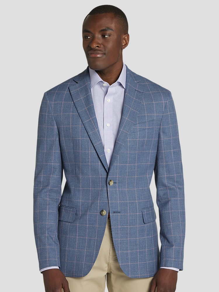 Calvin Klein Blue Plaid Slim Fit Sport Coat - Men's Sport Coats, Men's  Wearhouse