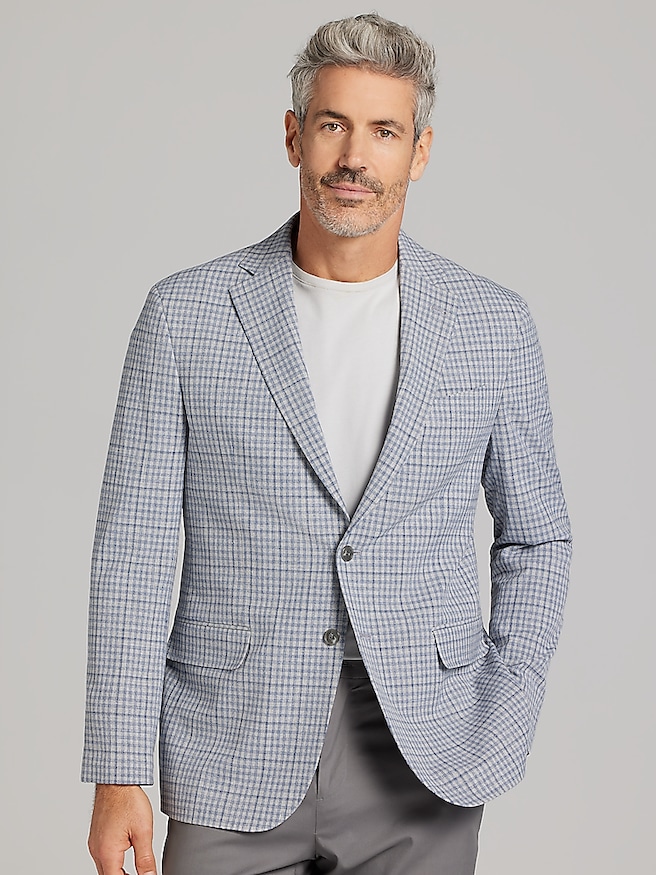 JOE Joseph Abboud Men's Modern Fit Check Sport Coat , Gray Check