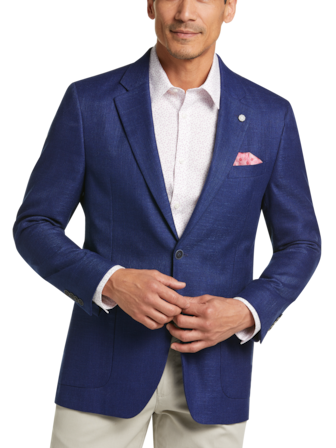 Linea Uomo, Suits & Blazers, Linea Uomo Mens Suit Jacket Wool Navy Blue  Striped Stitch Sz 43 Regular Blazer