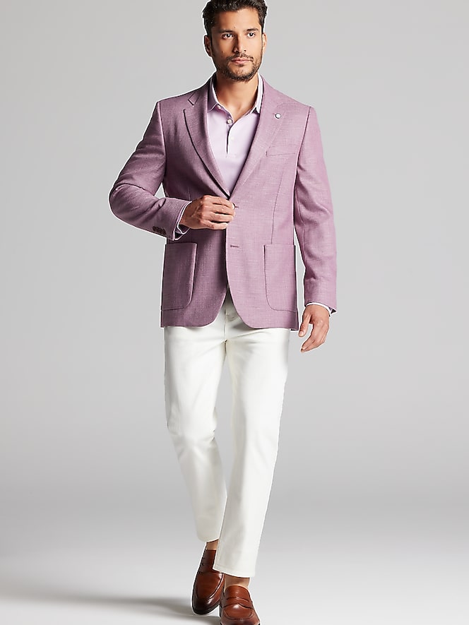 Nautica Modern Fit Structured Weave Sport Coat, Mauve - Image 5 of 8