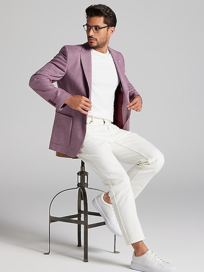 Nautica Modern Fit Structured Weave Sport Coat, Mauve - Image 8 of 8