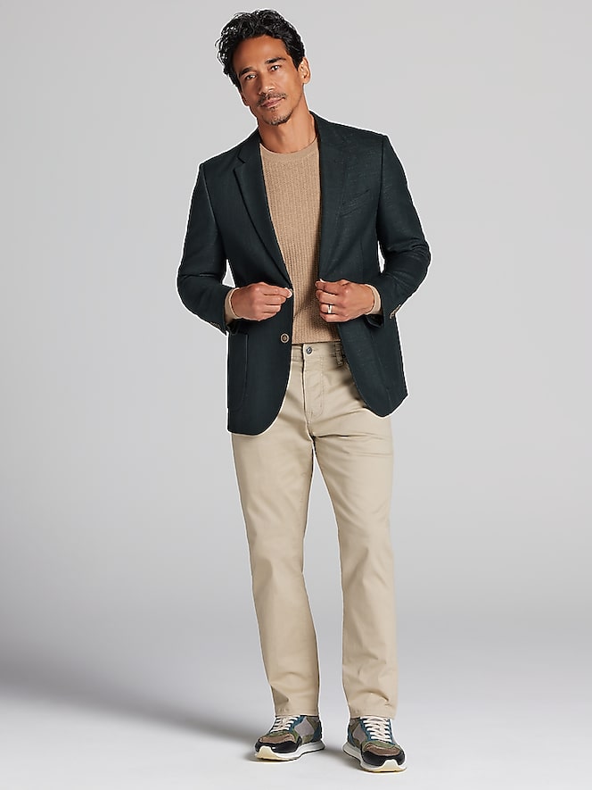 Nautica Modern Fit Structured Weave Sport Coat, Hunter Green - Image 5 of 8