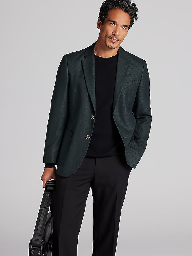 Nautica Modern Fit Structured Weave Sport Coat, Hunter Green - Image 8 of 8