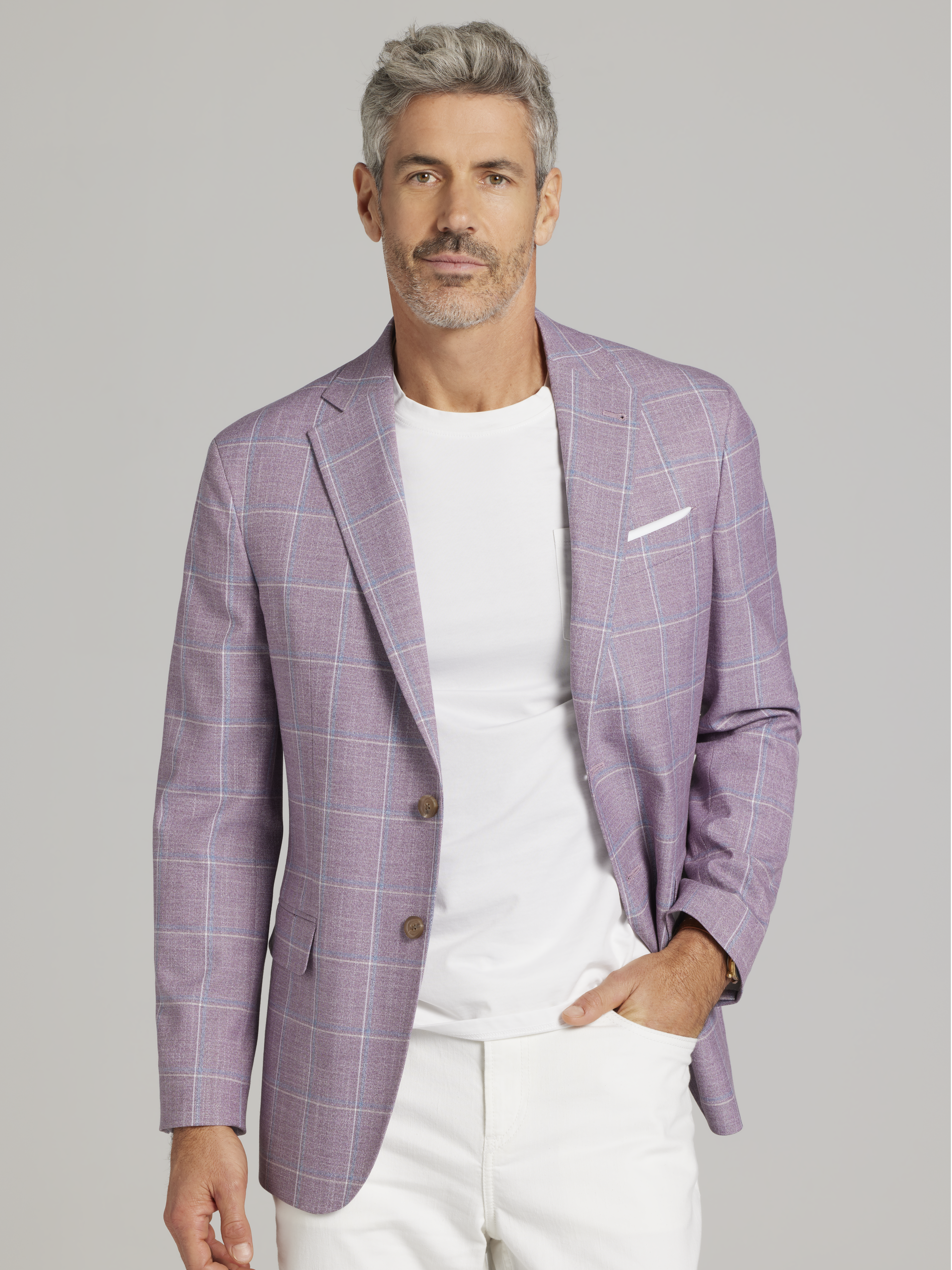Modern Fit Windowpane Sport Coat