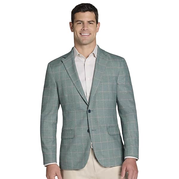 Collection by Michael Strahan Men's Michael Strahan Classic Fit Windowpane Sports Coat Green Windowpane - Size 48 Long