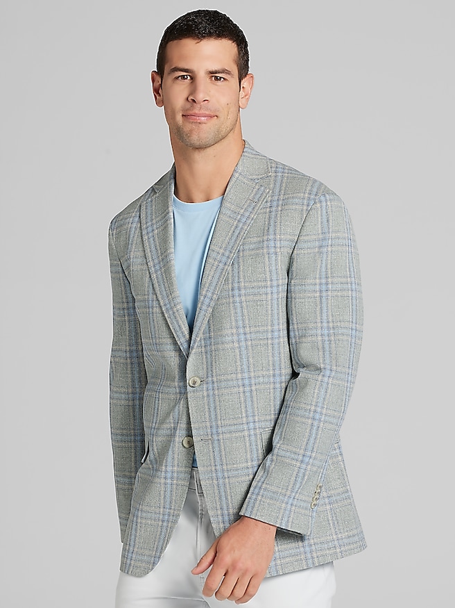 JOE Joseph Abboud Men's Modern Fit Plaid Sport Coat , Sage Plaid / Green