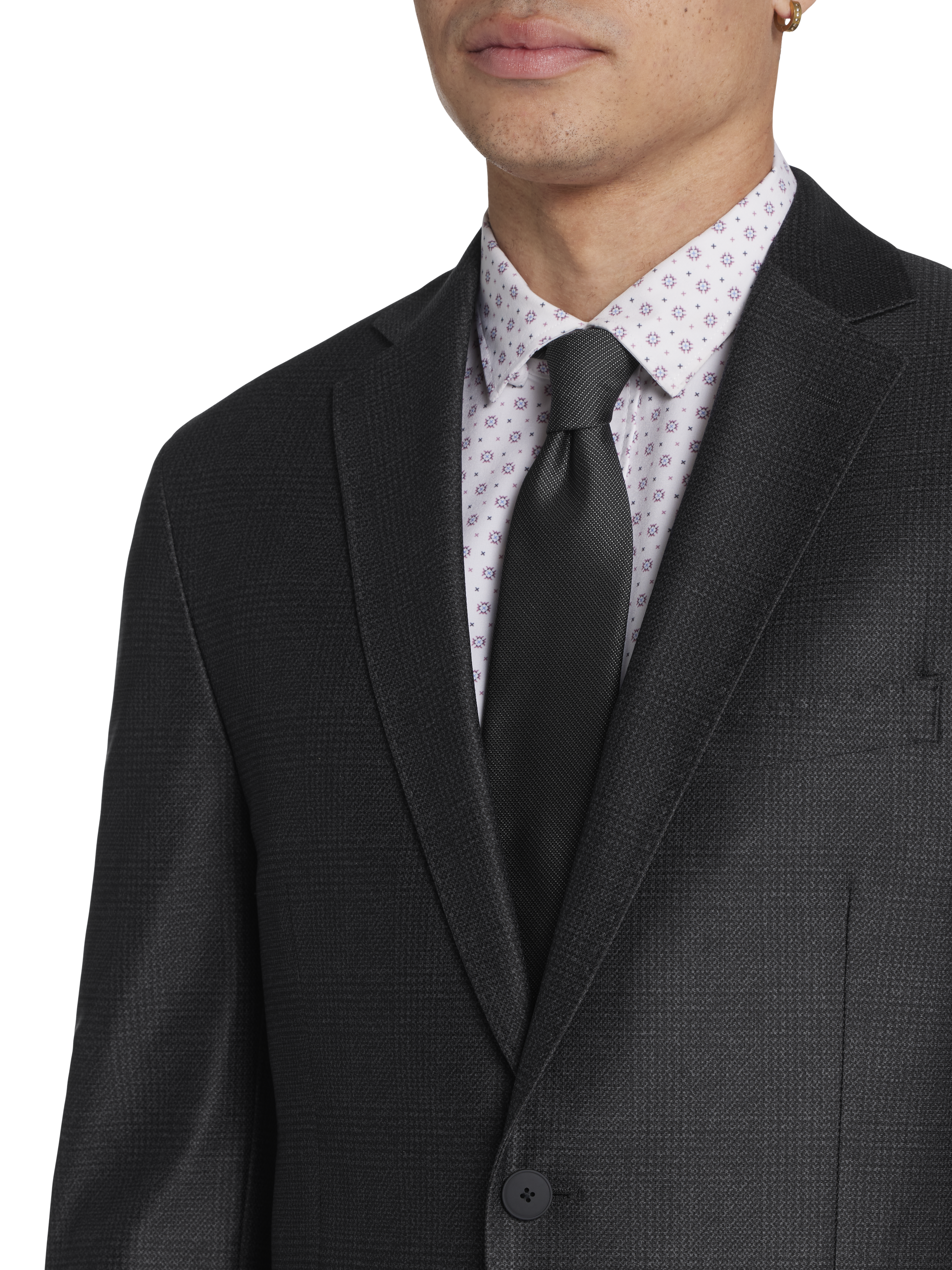 Slim Fit Plaid Knit Sport Coat