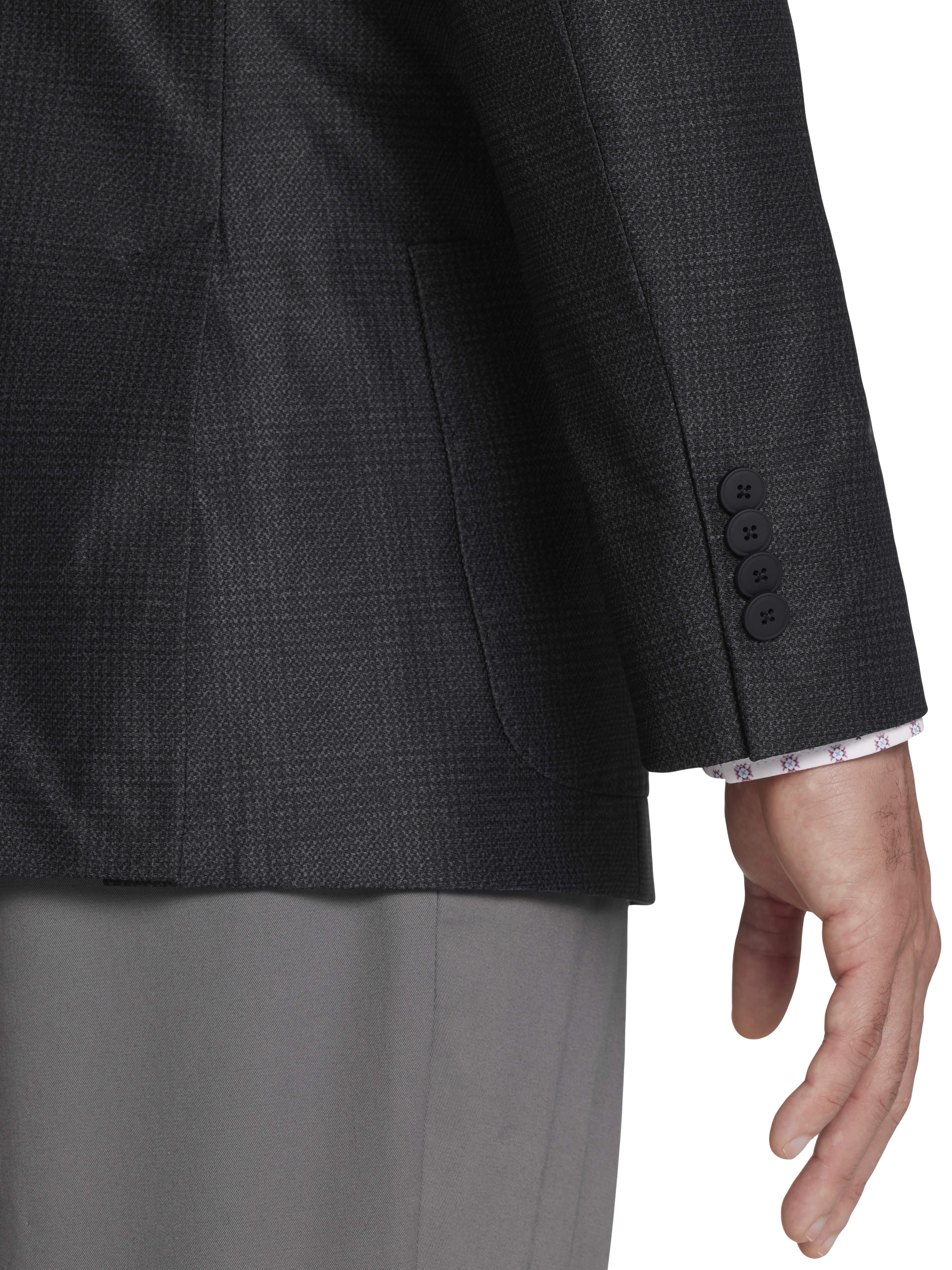 Slim Fit Plaid Knit Sport Coat
