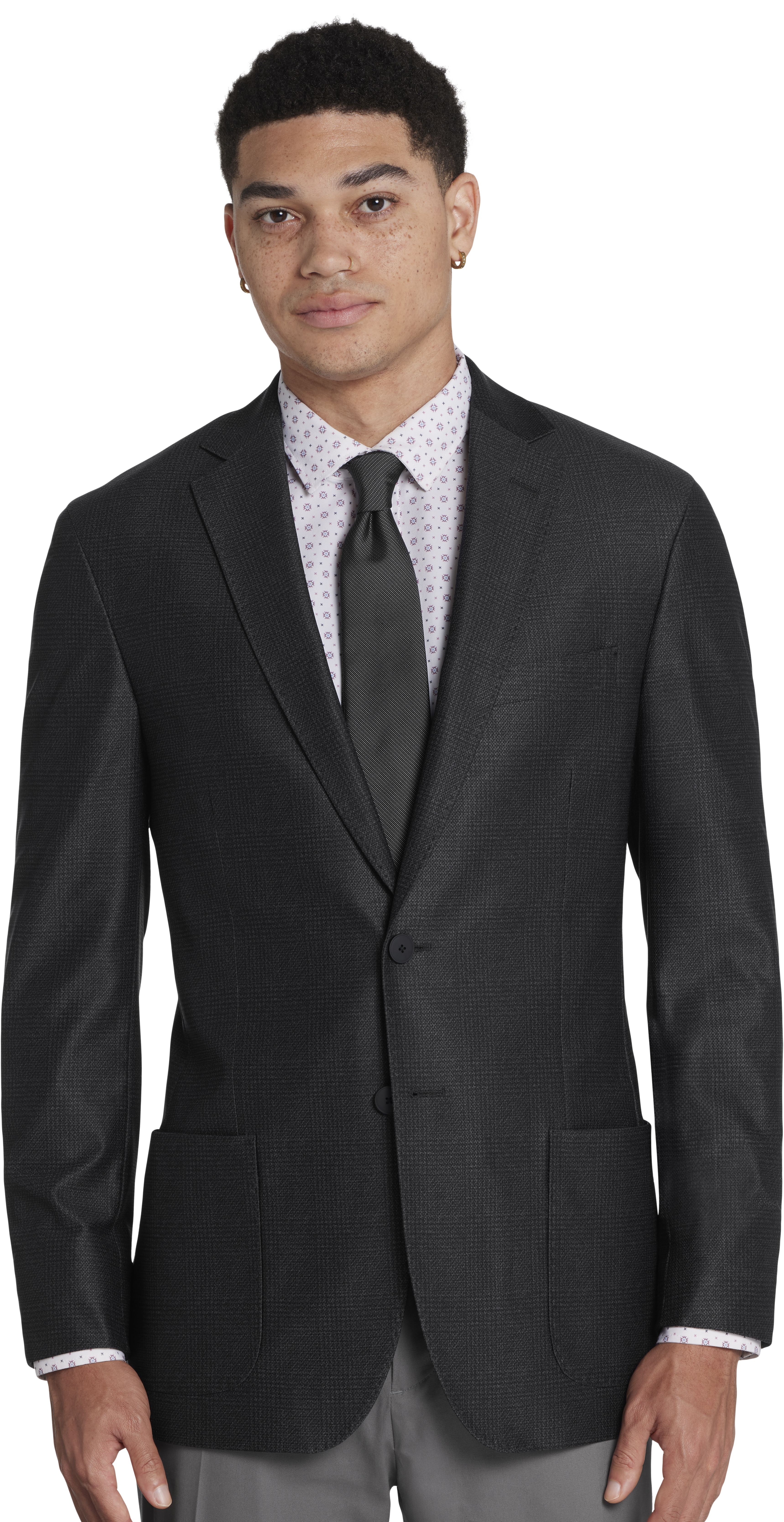 Slim Fit Plaid Knit Sport Coat