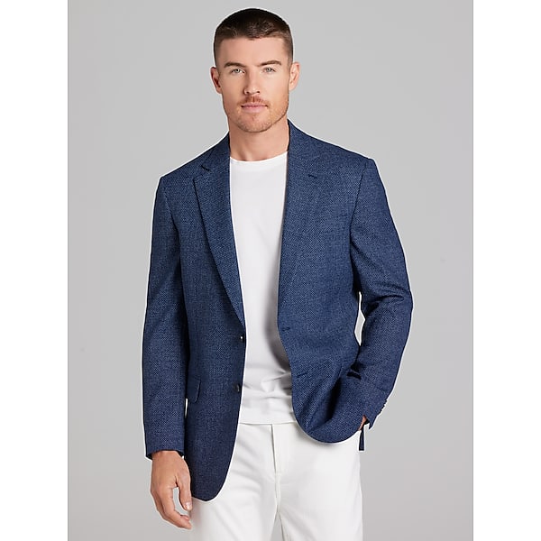 Awearness Kenneth Cole Men's Modern Fit Wool Blend Tic Sport Coat Blue Tic - Size: 48 Long TMW174Y48370