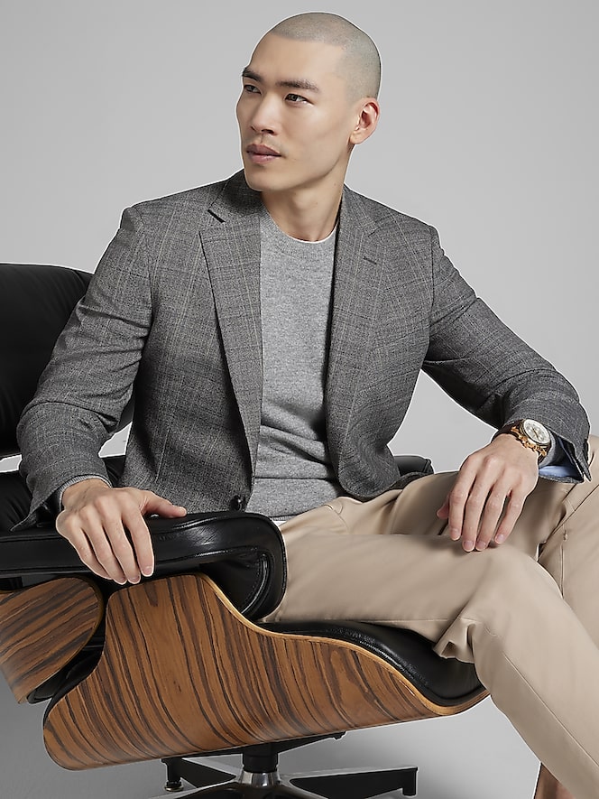Awearness Kenneth Cole Modern Fit Wool Blend Plaid Sport Coat