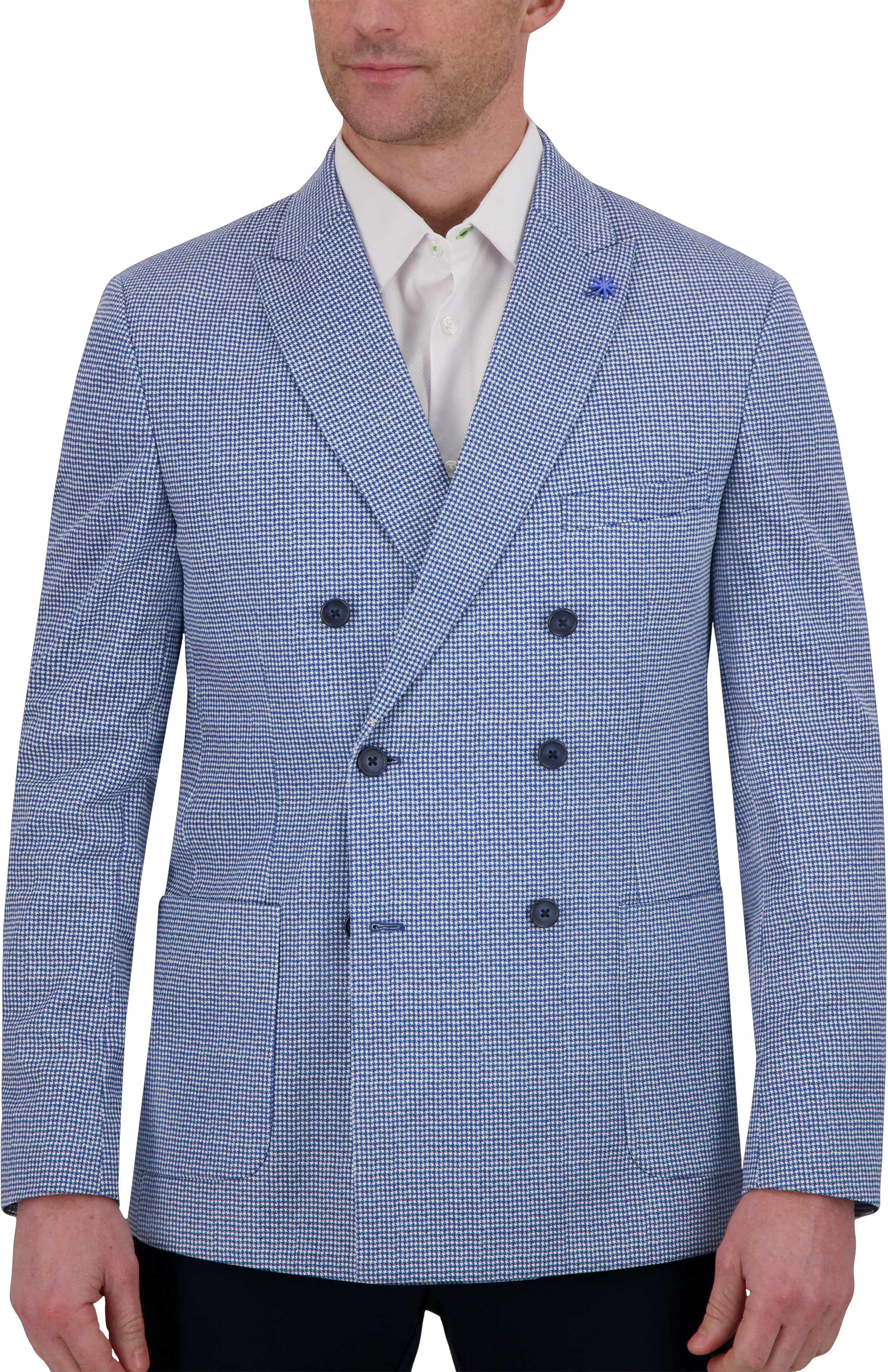 Modern Fit Double Breasted Gingham Knit Sport Coat