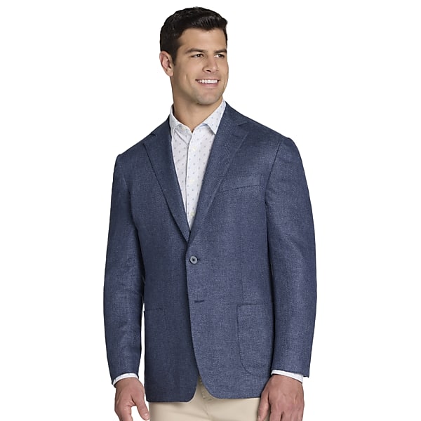 Joseph Abboud Men's Modern Fit Linen Blend Sport Coat Blue Tic - Size: 38 Regular