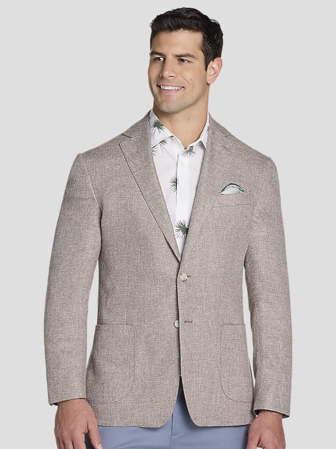 Joseph Abboud Men's Modern Fit Linen Blend Sport Coat , Tan Tic