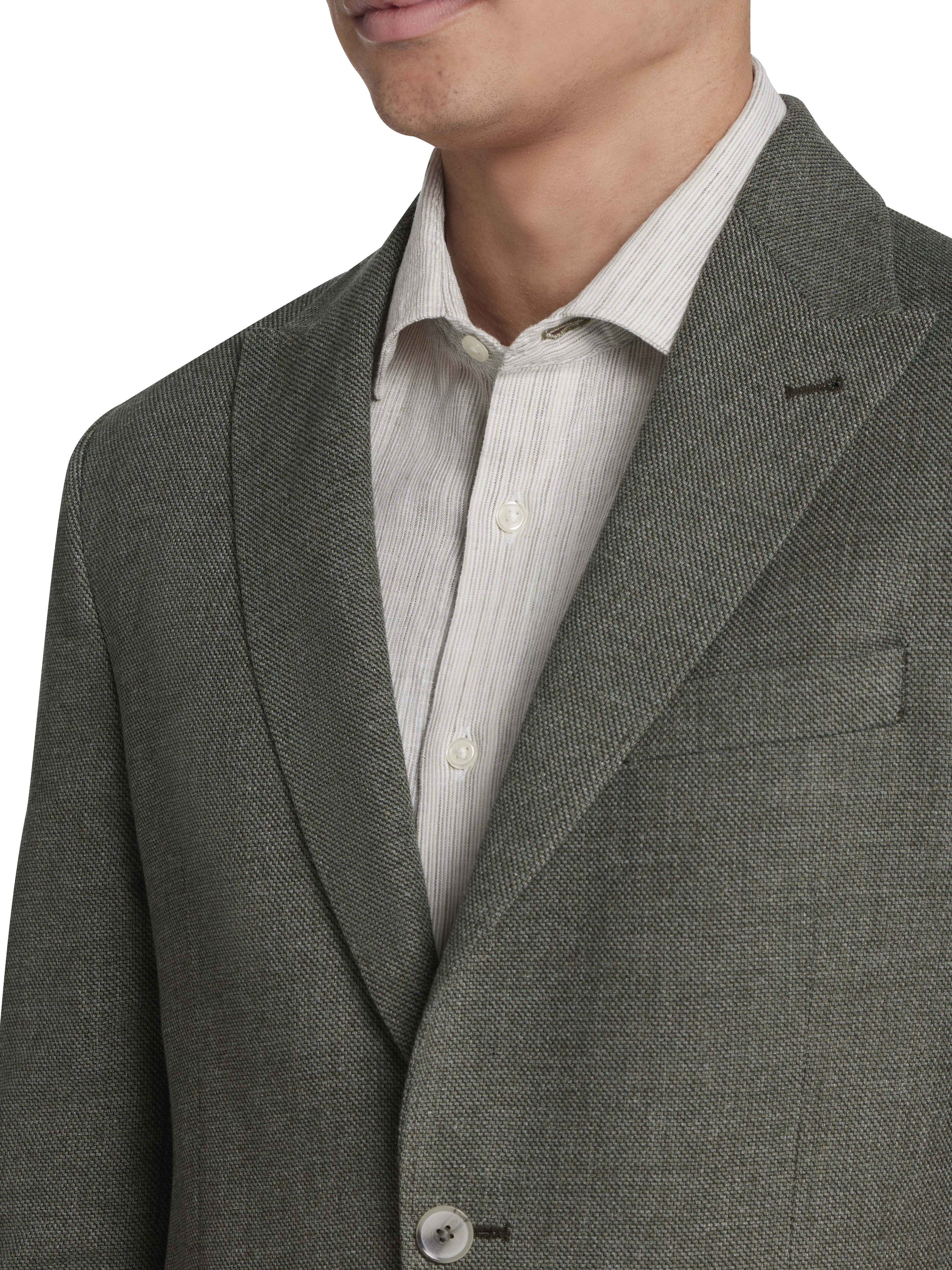 Slim Fit Peak Lapel Linen Blend Sport Coat