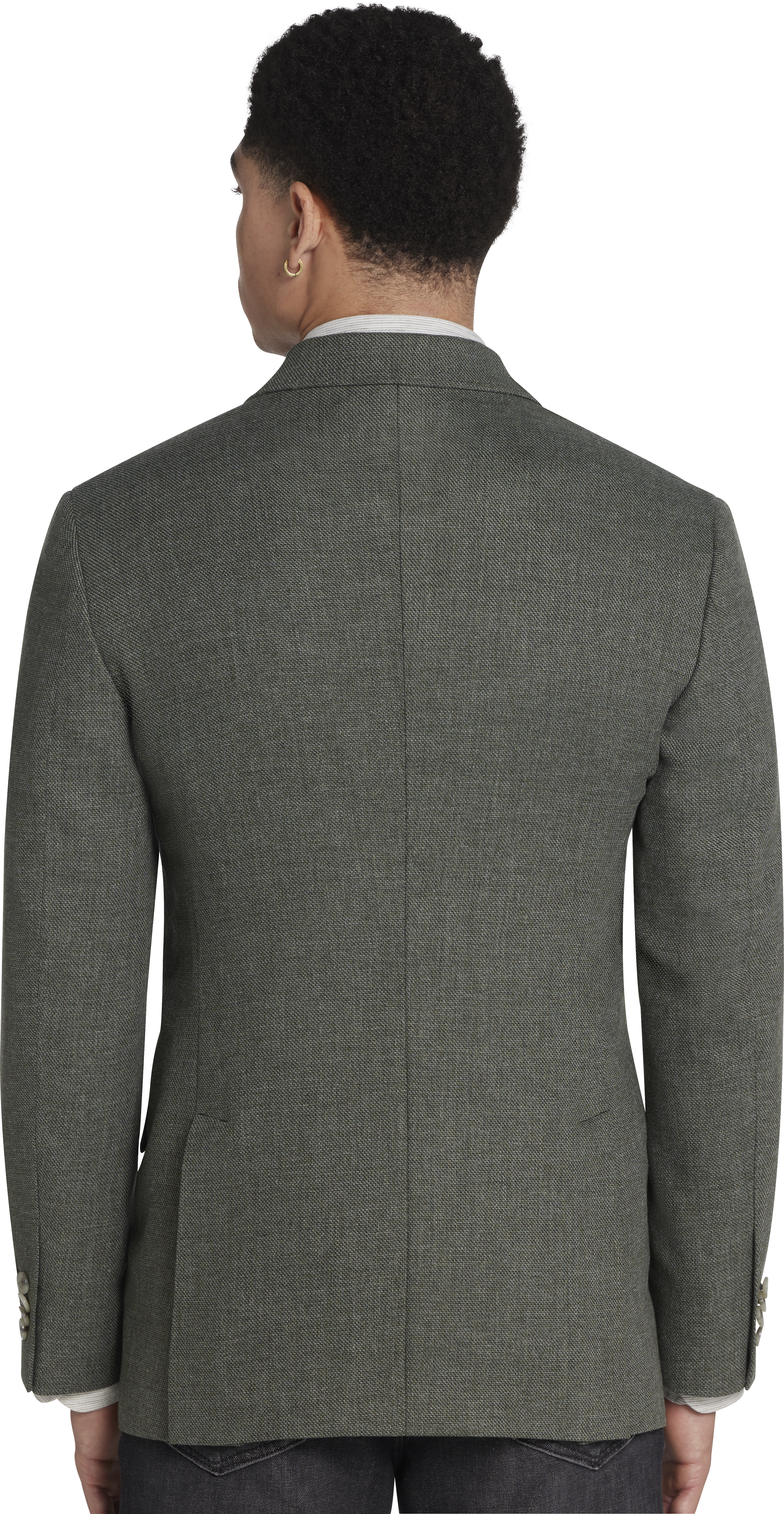 Slim Fit Peak Lapel Linen Blend Sport Coat