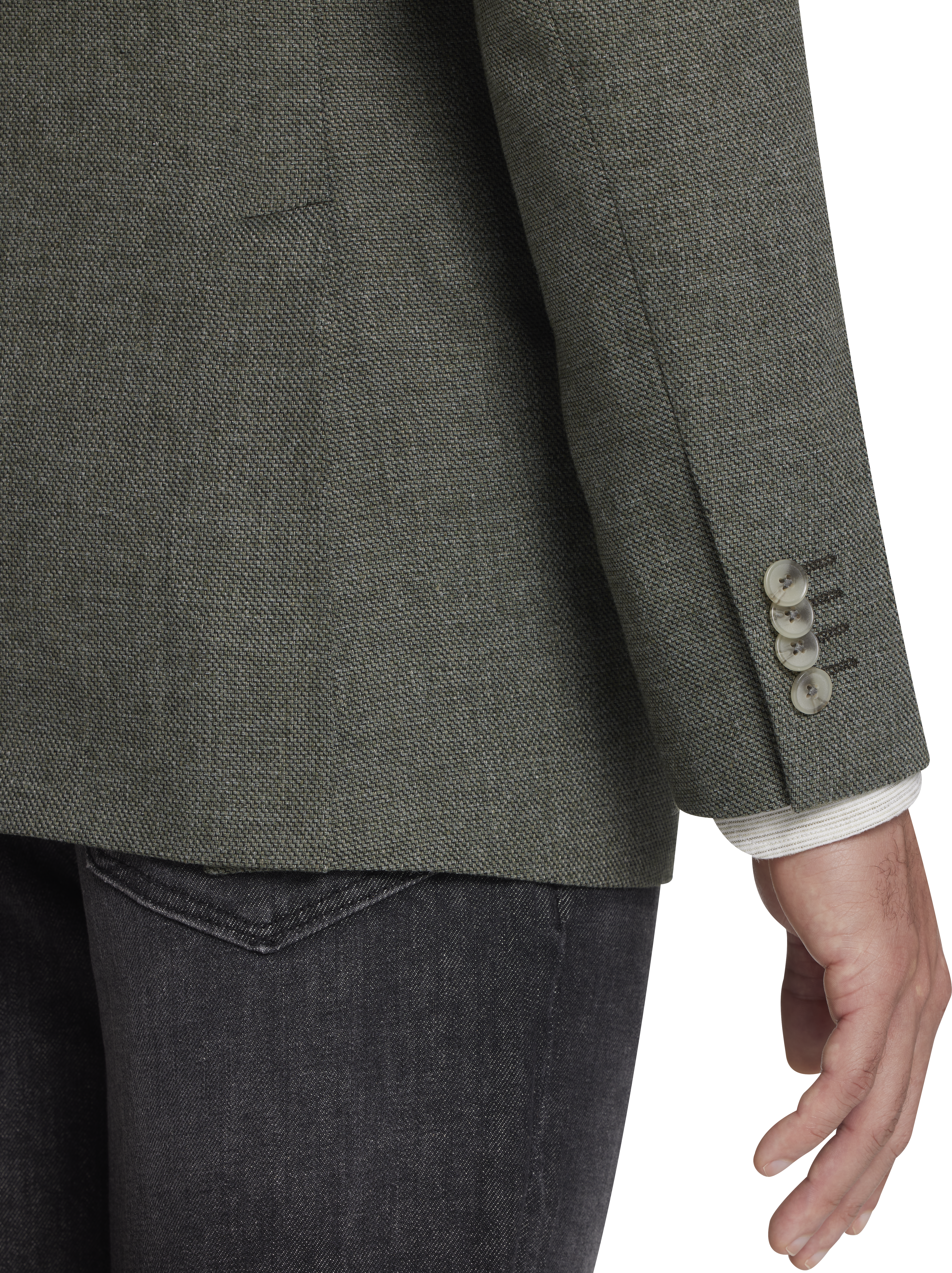 Slim Fit Peak Lapel Linen Blend Sport Coat