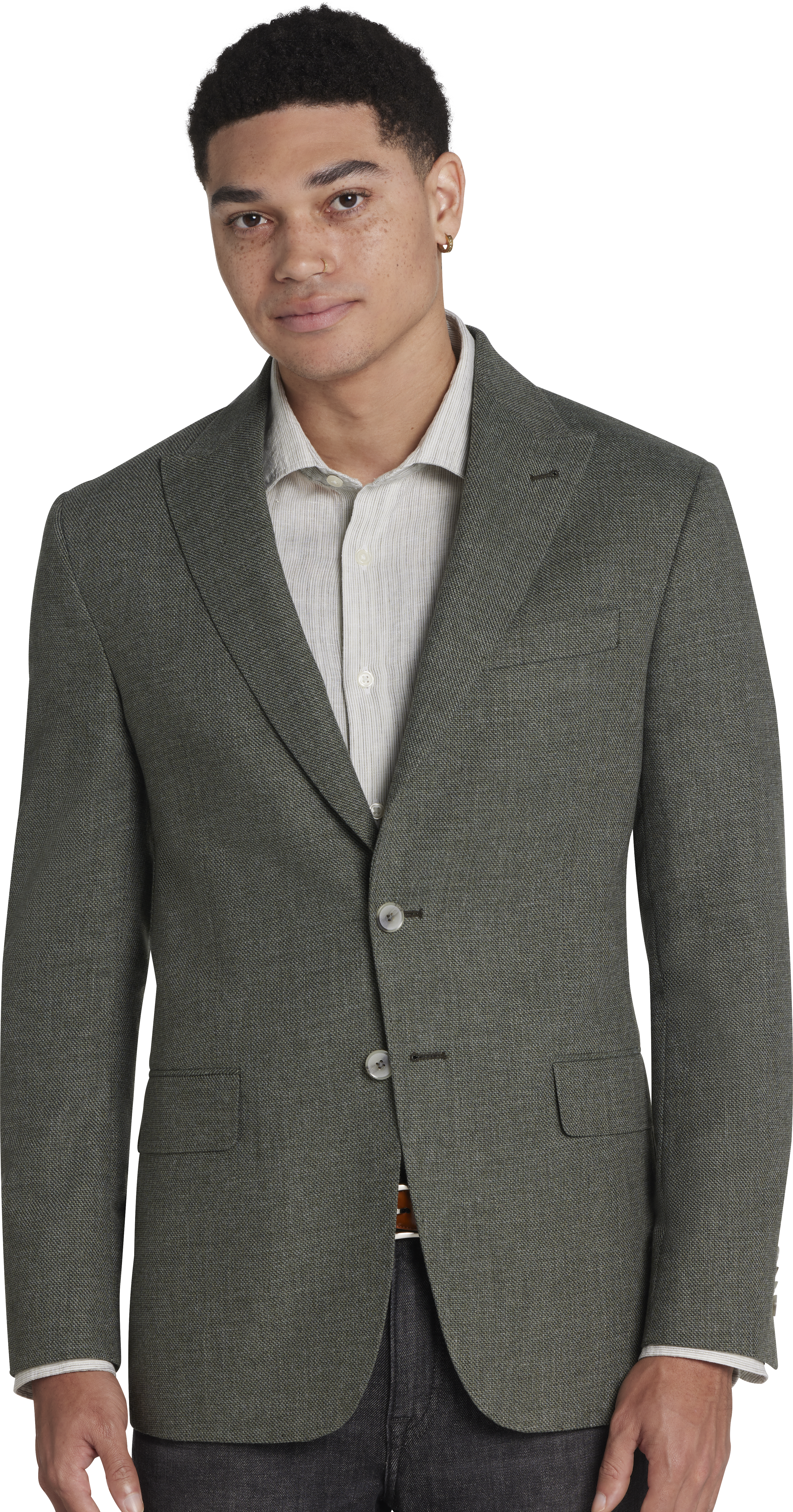 Slim Fit Peak Lapel Tic Sport Coat