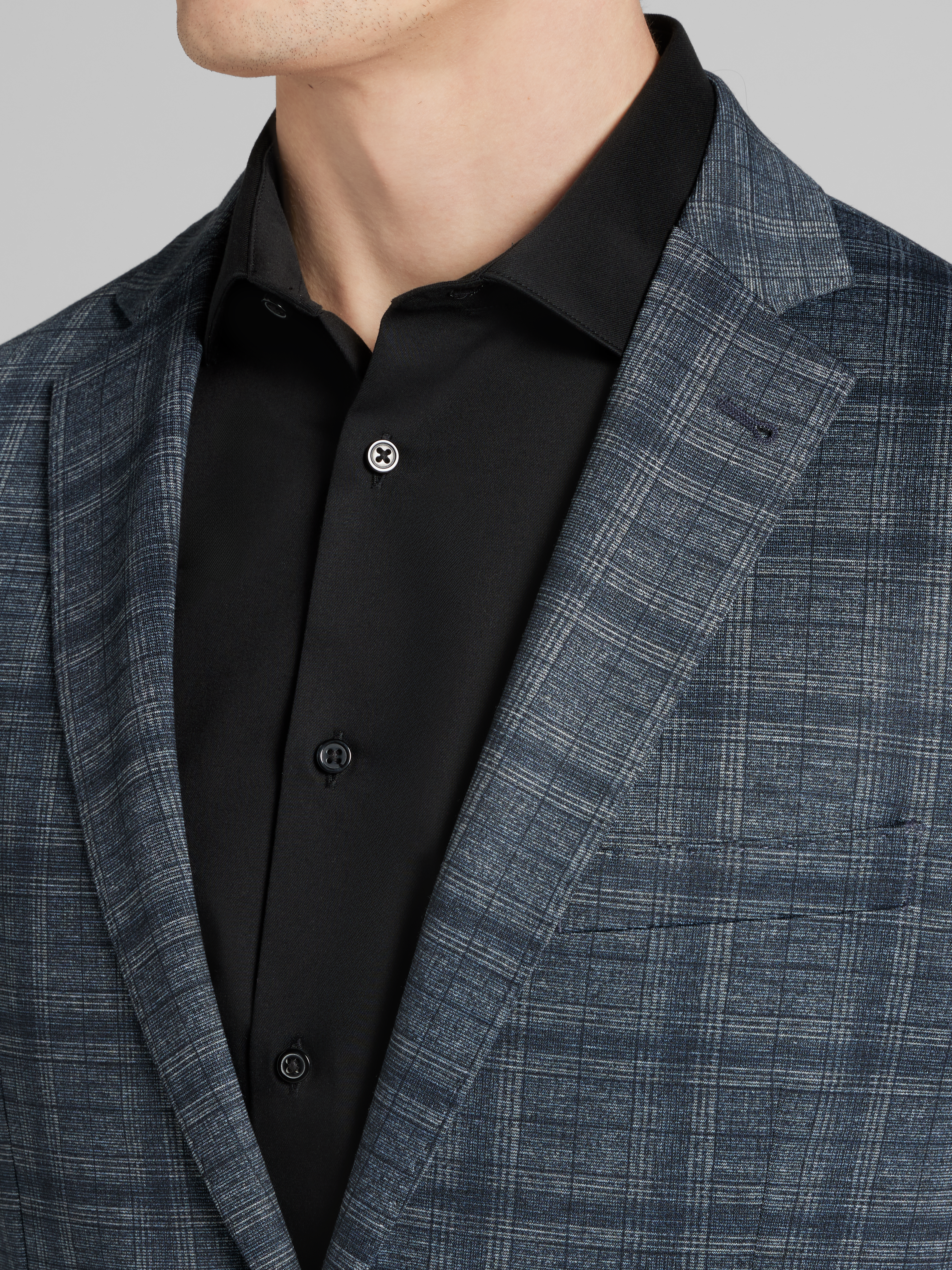 Slim Fit Plaid Knit Sport Coat