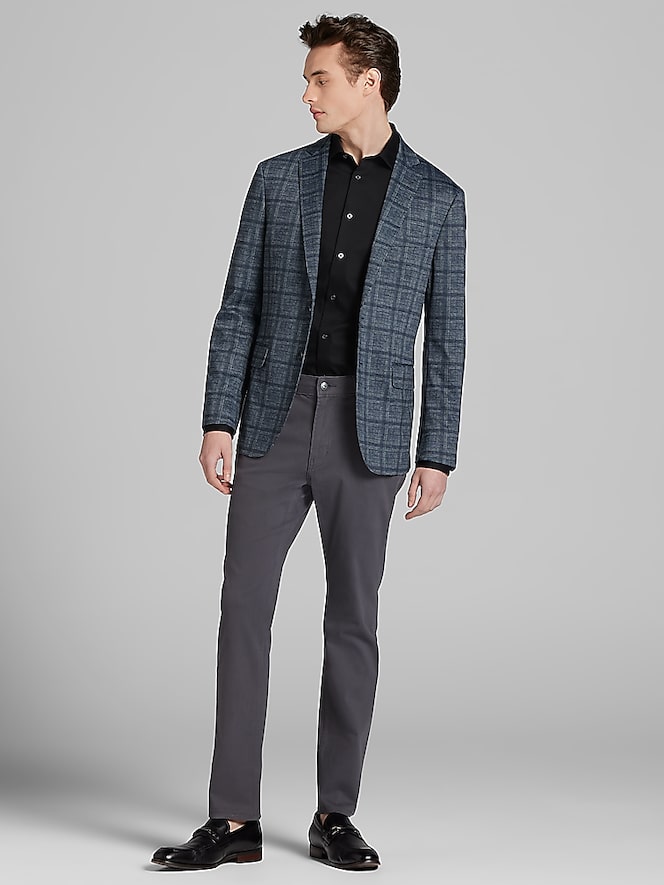 Awearness Kenneth Cole Slim Fit Plaid Knit Sport Coat