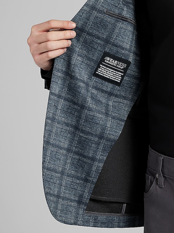 Awearness Kenneth Cole Slim Fit Plaid Knit Sport Coat