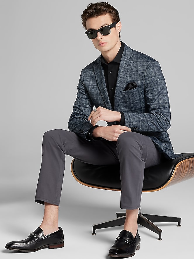 Awearness Kenneth Cole Slim Fit Plaid Knit Sport Coat