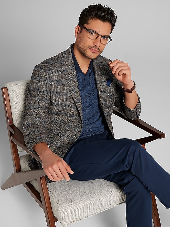 Joseph Abboud Modern Fit Wool Blend Plaid Sport Coat