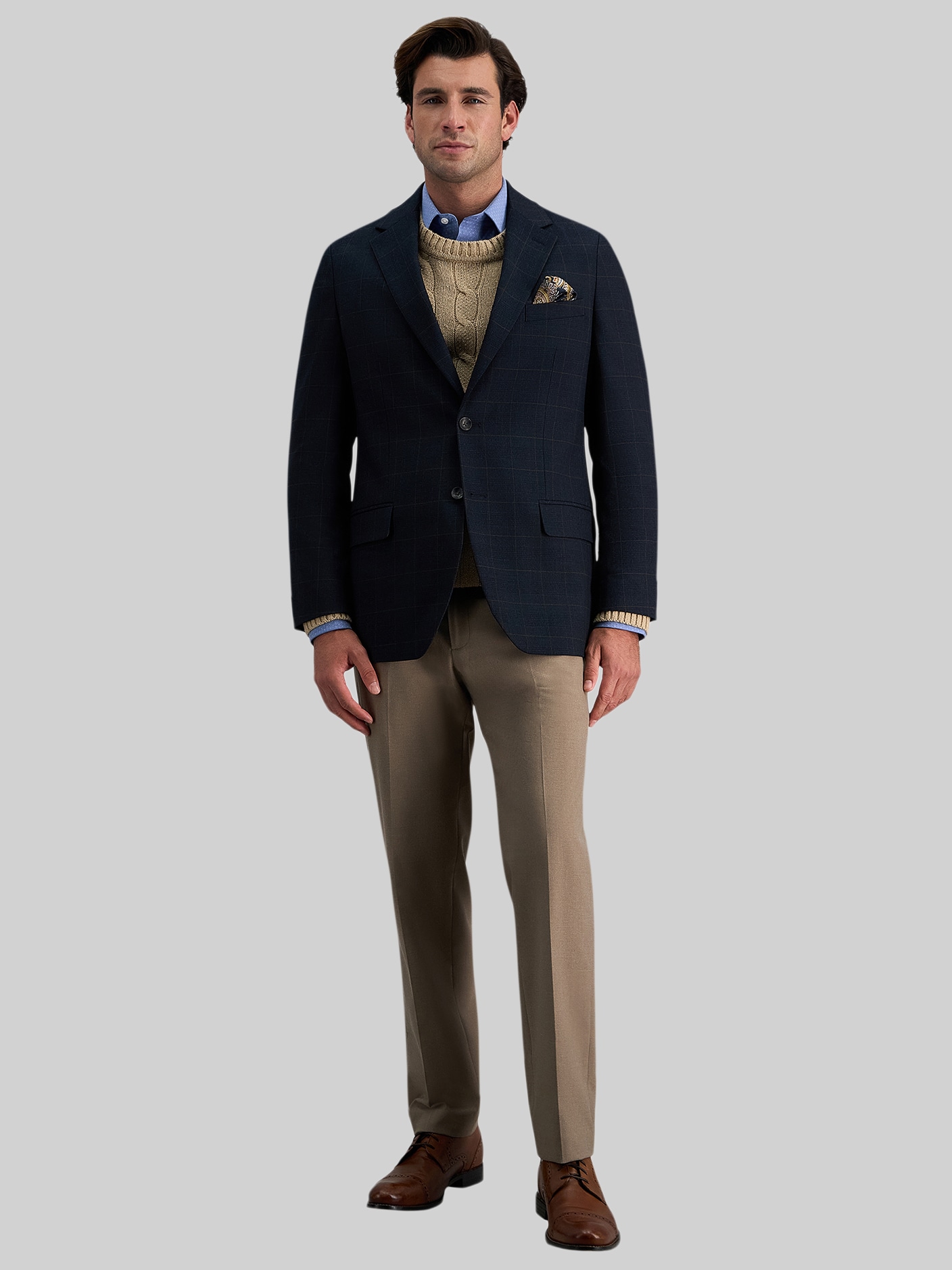 Tailored Fit Plaid Sport Coat