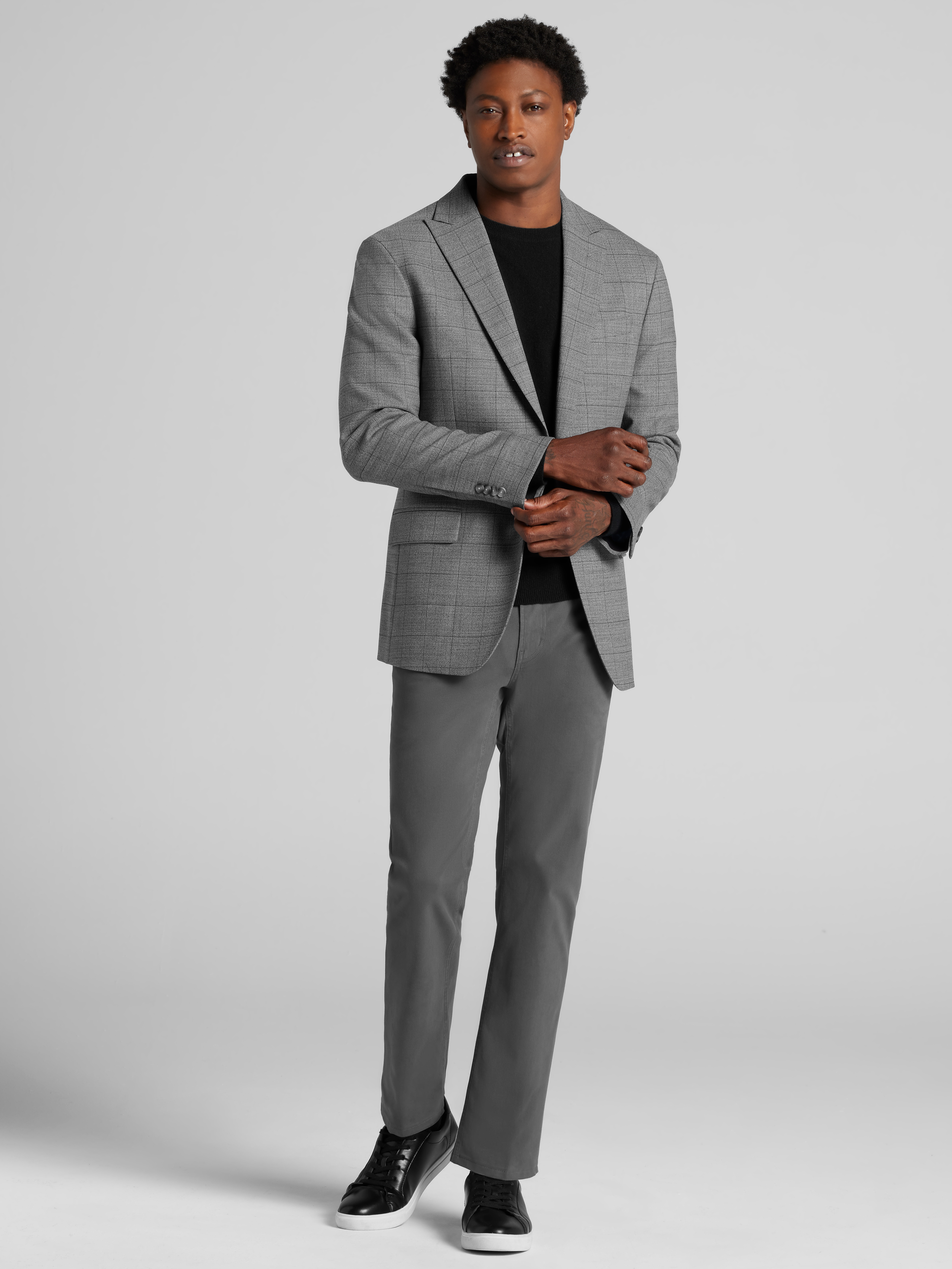 CHILLFLEX Modern Fit Windowpane Plaid Sport Coat