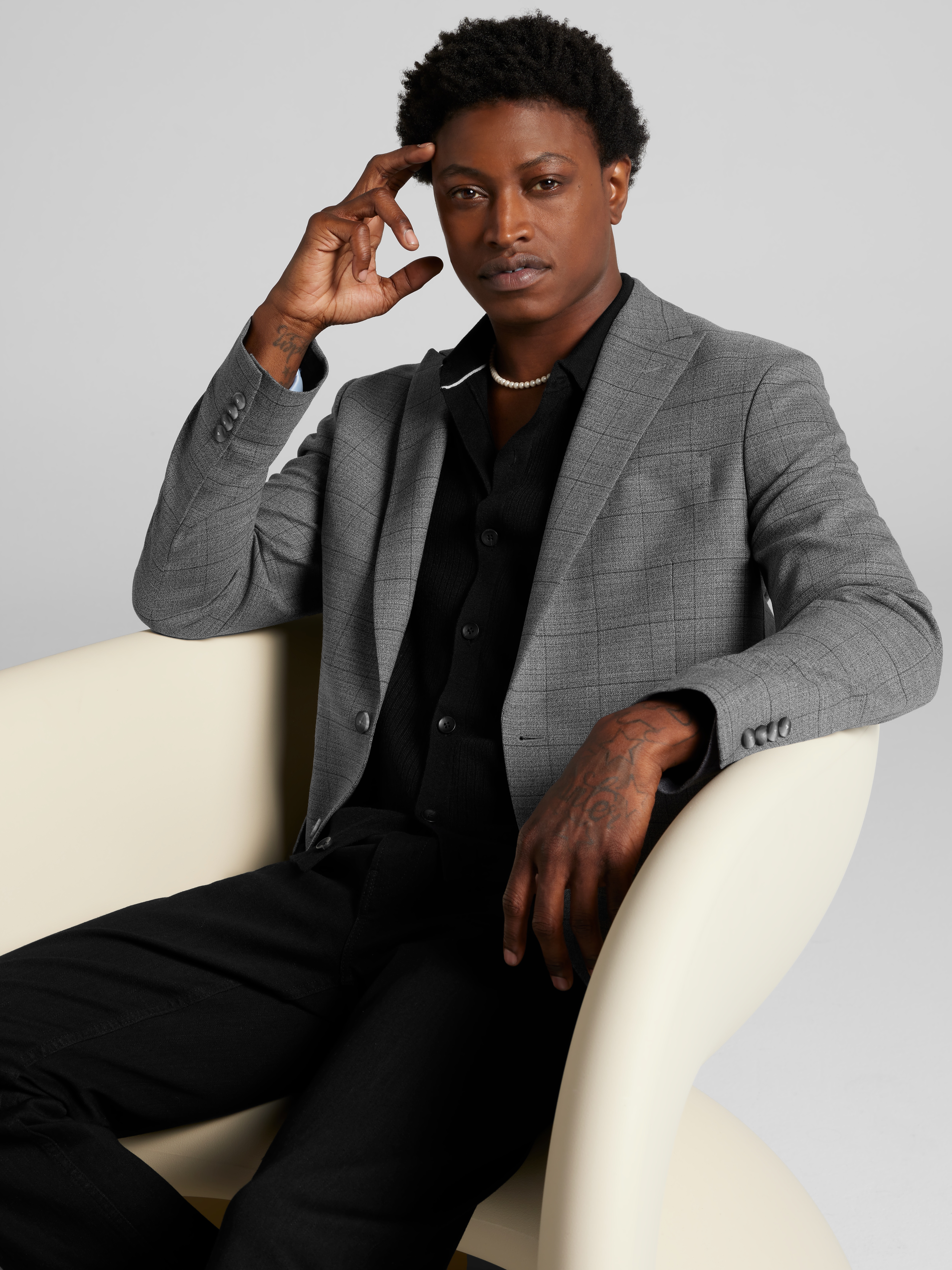 CHILLFLEX Modern Fit Windowpane Plaid Sport Coat