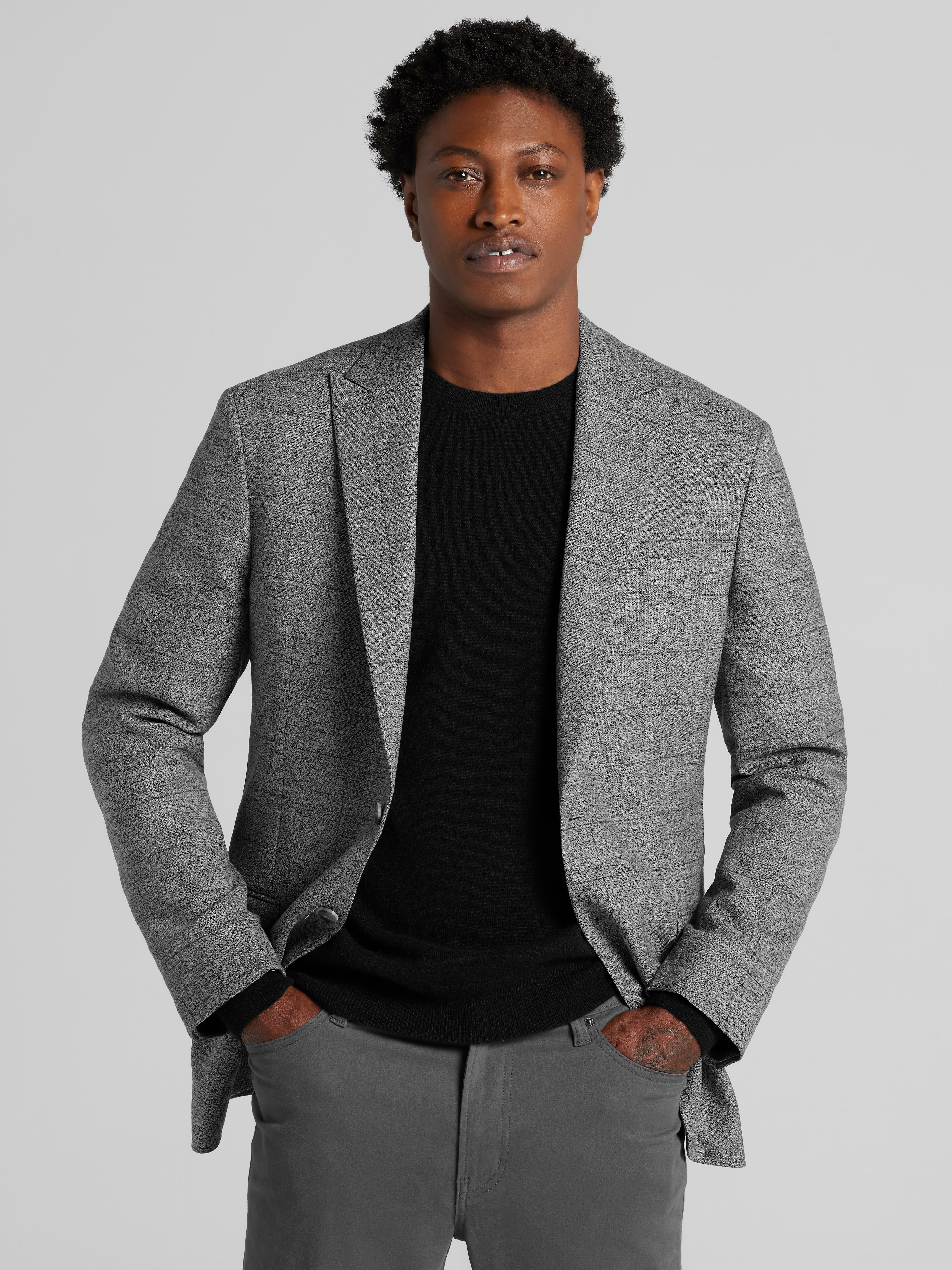 CHILLFLEX Modern Fit Windowpane Plaid Sport Coat