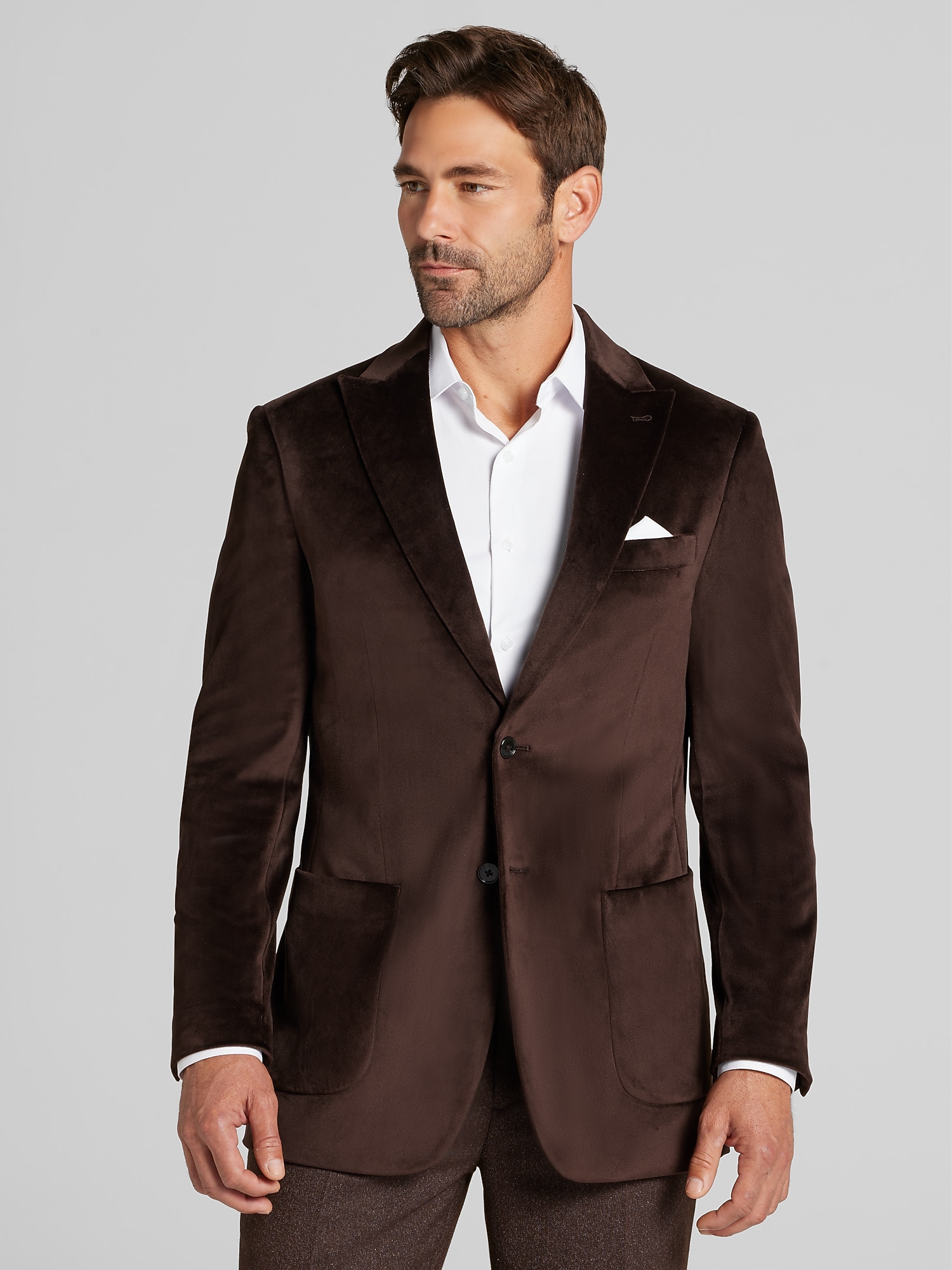 Joseph Modern Fit Peak Lapel Velvet Sport Coat (Brown Velvet)