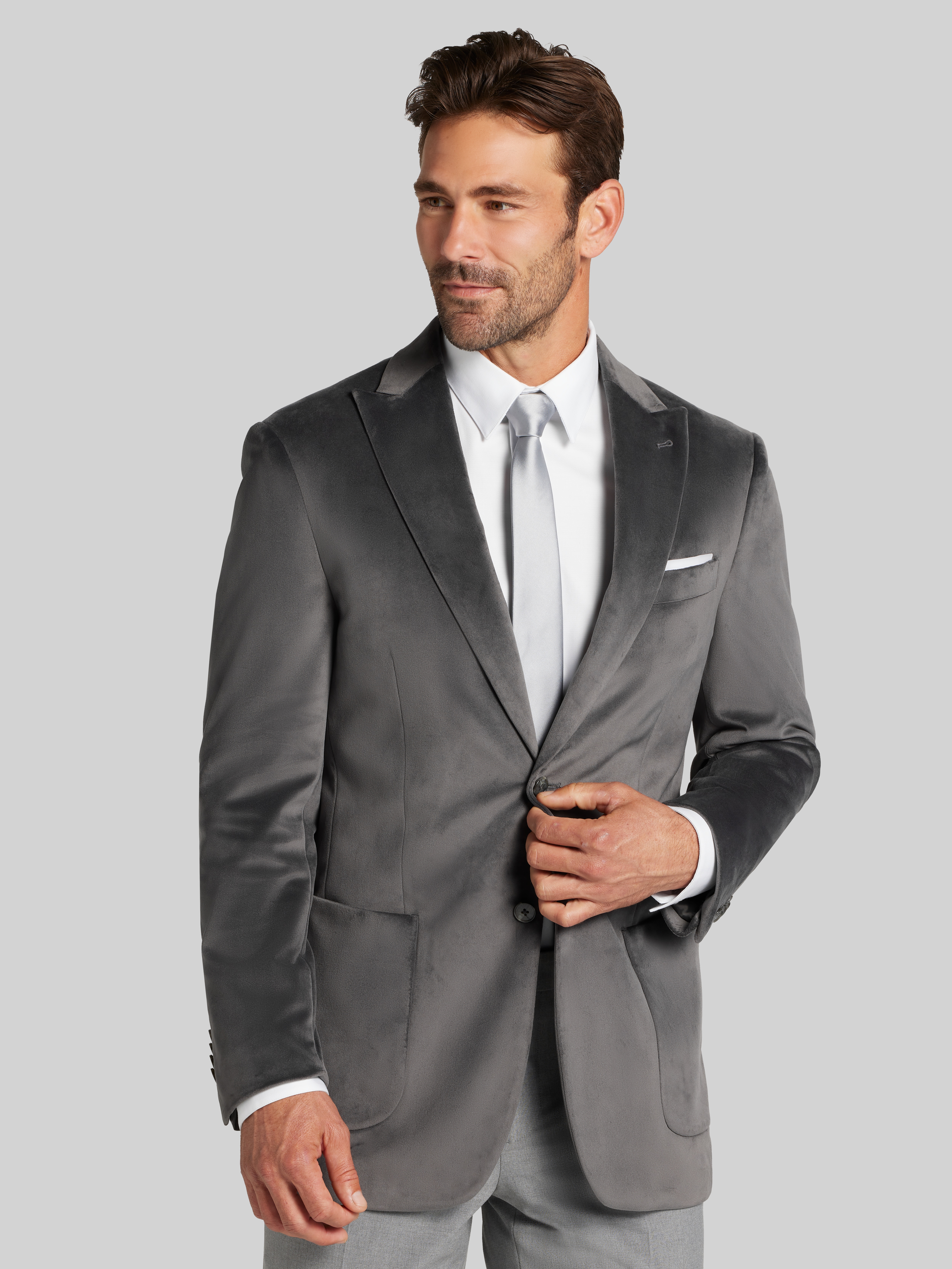 Joseph Abboud Modern Fit Solid Sport Coat, Charcoal Gray Velvet