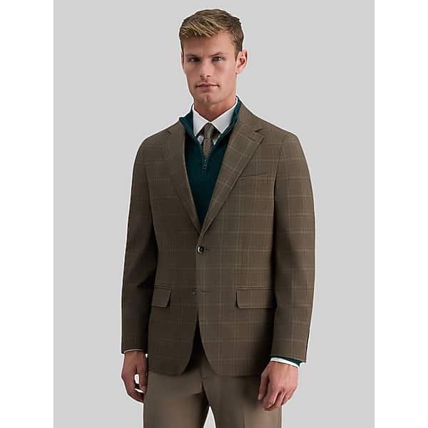 Haggar Men's Slim Fit Plaid Sport Coat Brown Plaid - Size: 42 Regular