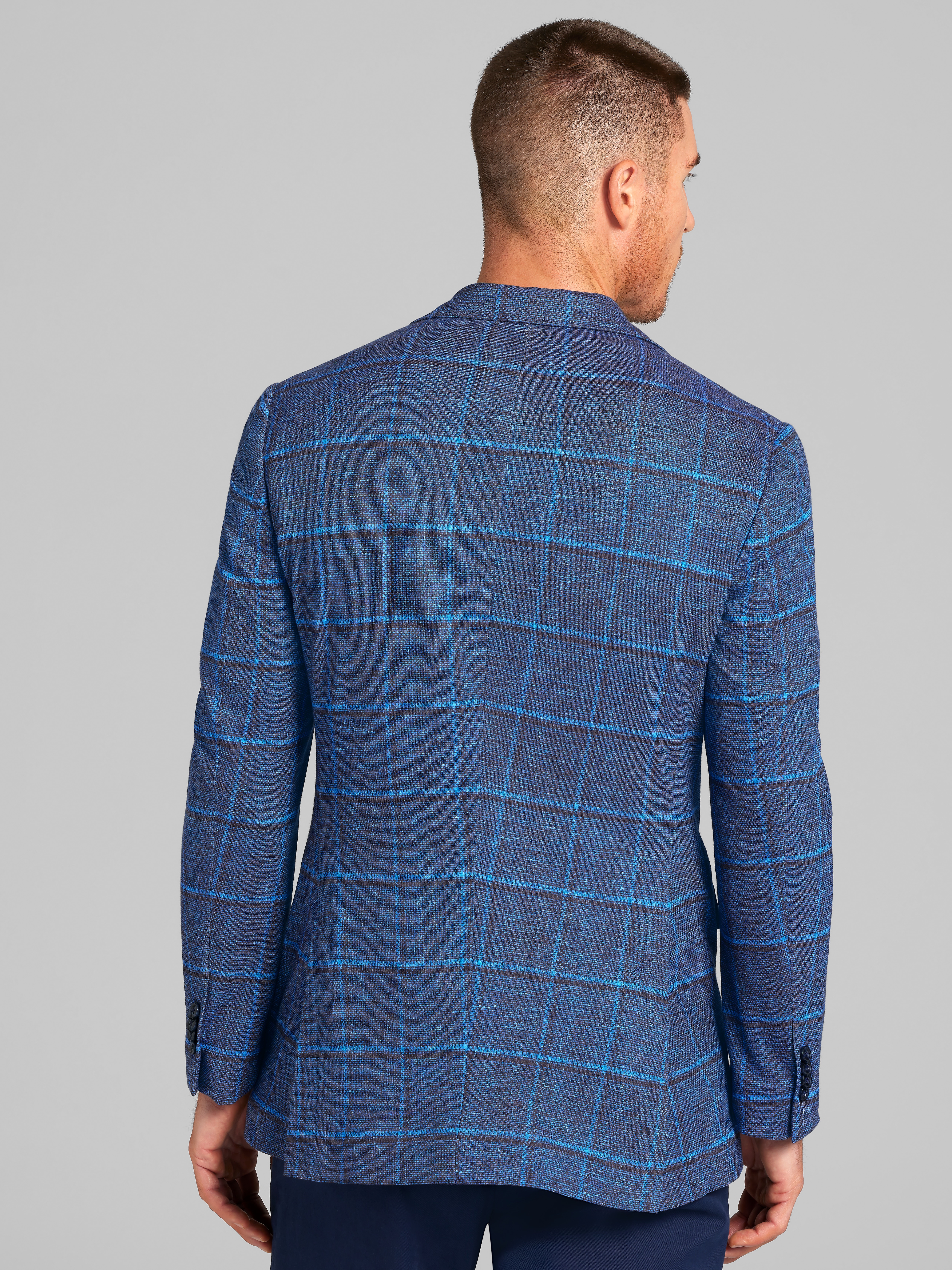 Modern Fit Windowpane Knit Sport Coat