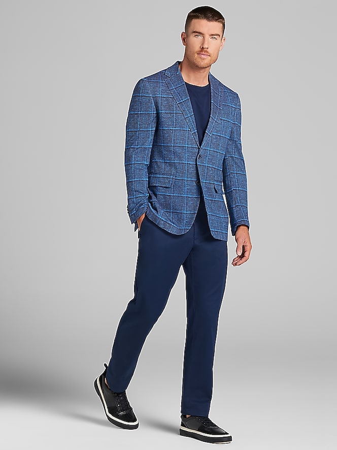 Joseph Abboud Modern Fit Windowpane Knit Sport Coat
