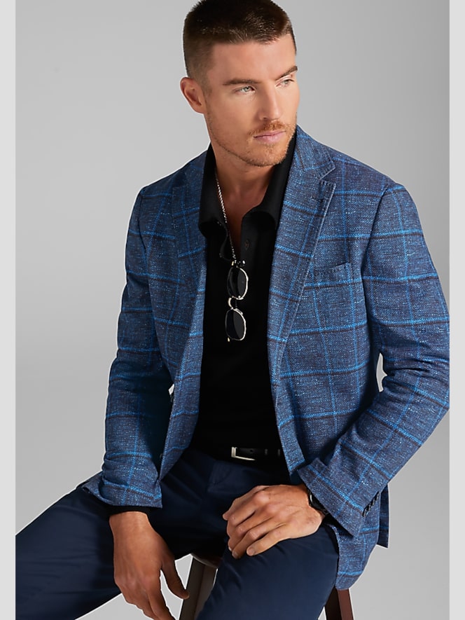 Joseph Abboud Modern Fit Windowpane Knit Sport Coat