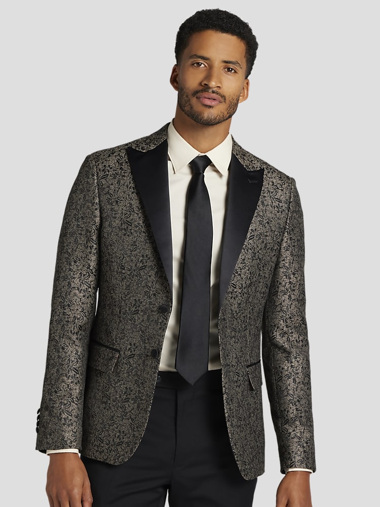 Egara Slim Fit Floral Satin Dinner Jacket Dinner Jackets Men's