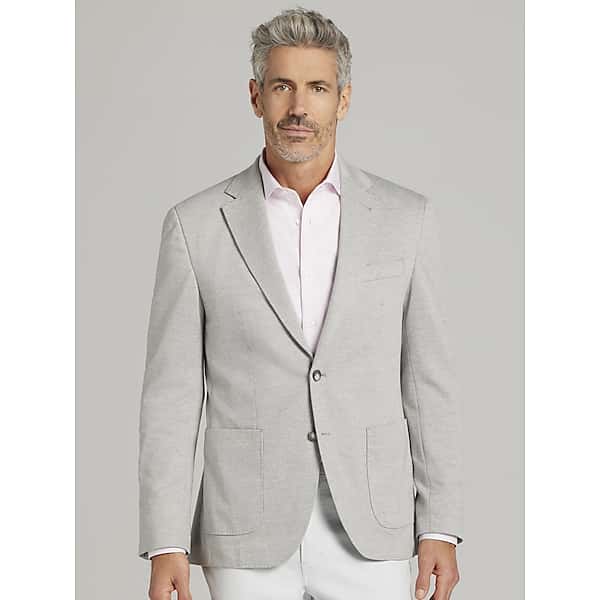 Joseph Abboud Men's Modern Fit Herringbone Knit Sport Coat Grey Herringbone - Size: 46 Short