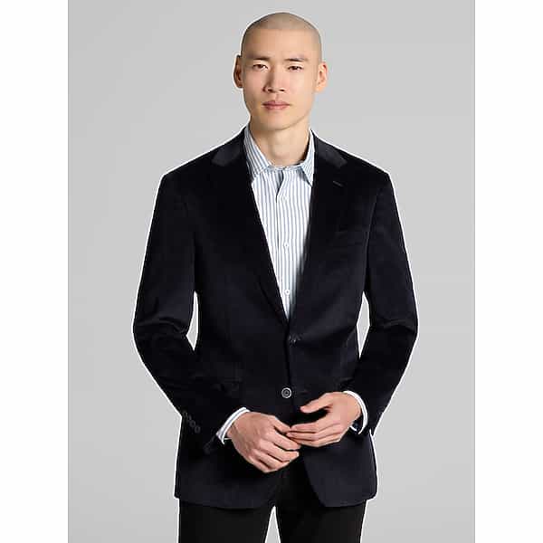 Wilke-Rodriguez Big & Tall Men's Modern Fit Corduroy Sport Coat Navy Corduroy - Size: 50 Regular