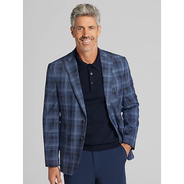 Joseph Abboud Men's Modern Fit Plaid Sport Coat Indigo Plaid - Size: 50 Regular TMW17EX50261