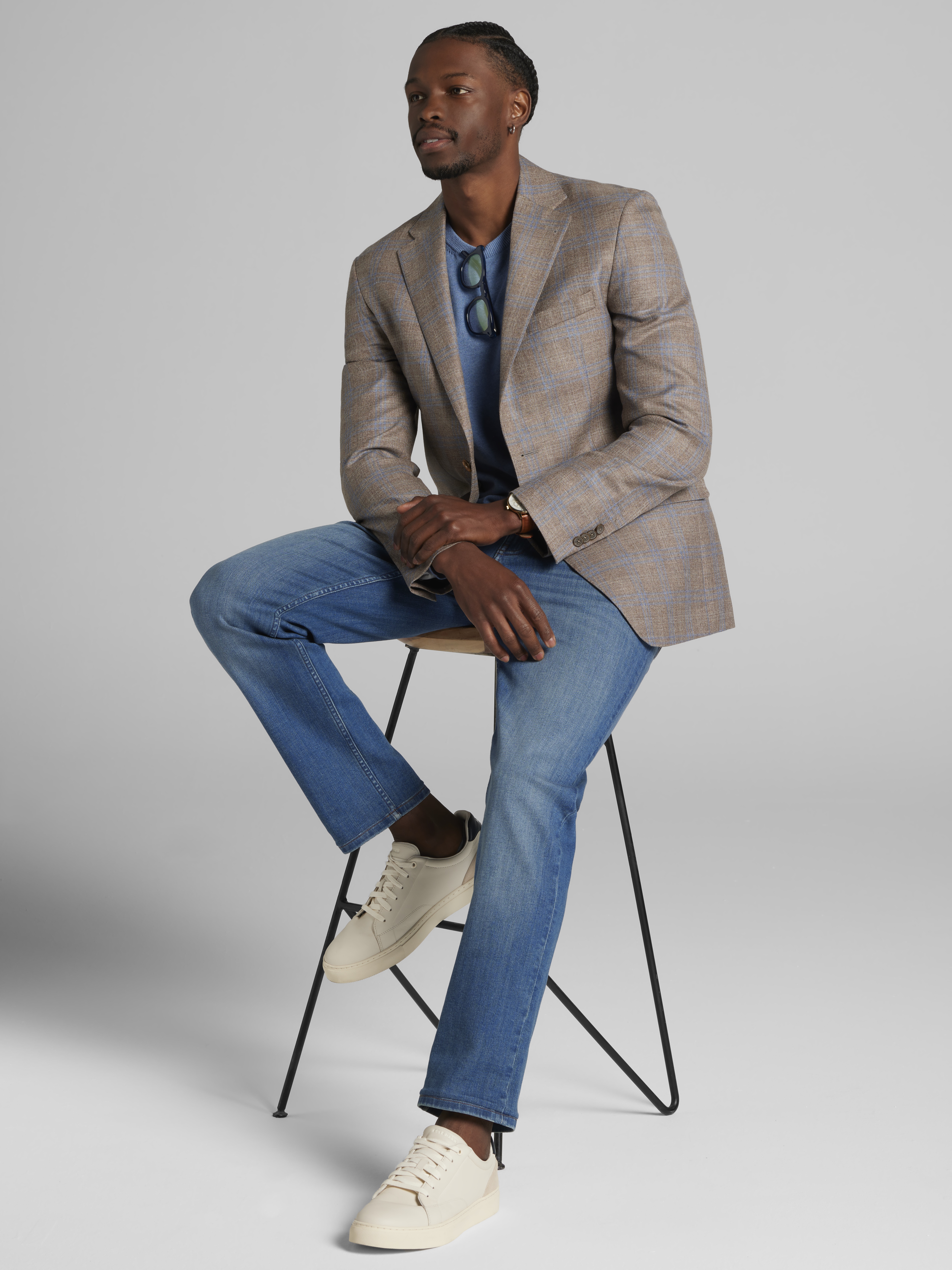 Modern Fit Wool Blend Plaid Sport Coat