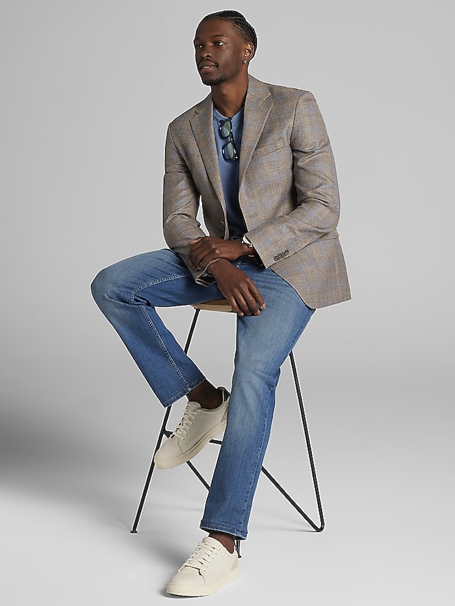Joseph Abboud Modern Fit Wool Blend Plaid Sport Coat