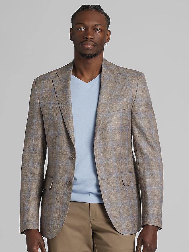 Joseph Abboud Modern Fit Wool Blend Plaid Sport Coat