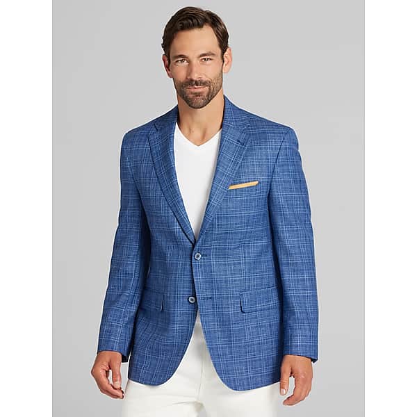 Joseph Abboud Men's Classic Fit Wool Blend Windowpane Sport Coat Up Blue Windowpane Check - Size: 46 Regular TMW17ET46292
