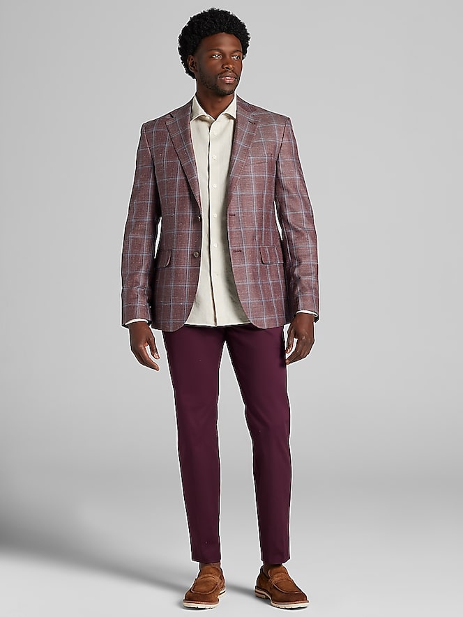 Joseph Abboud Classic Fit Wool Blend Windowpane Sport Coat